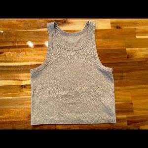 Aerie Gray Cropped Scoop Neck Tank Size S